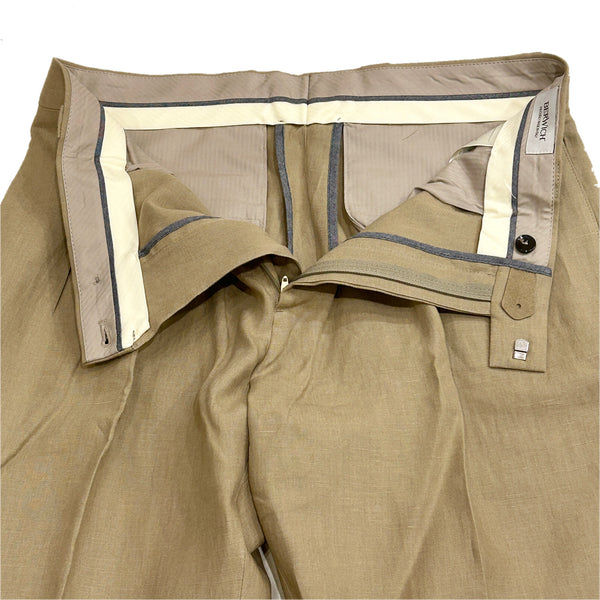 Berwich "Lucano" 2 pleated front Linen Trousers Made in Italy