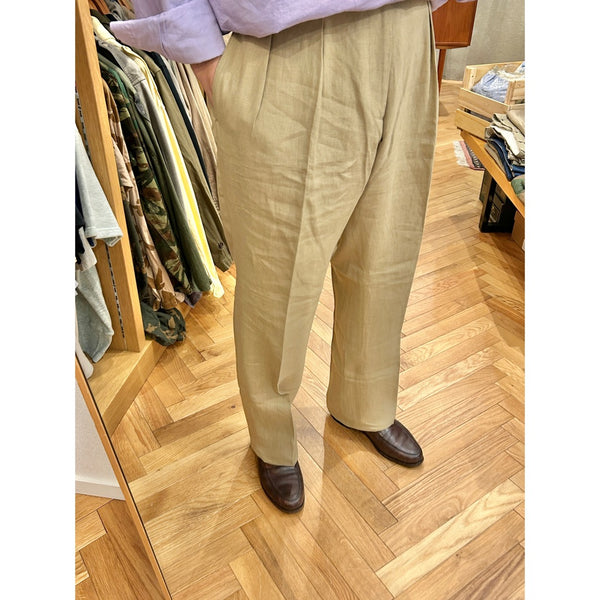 Berwich "Lucano" 2 pleated front Linen Trousers Made in Italy