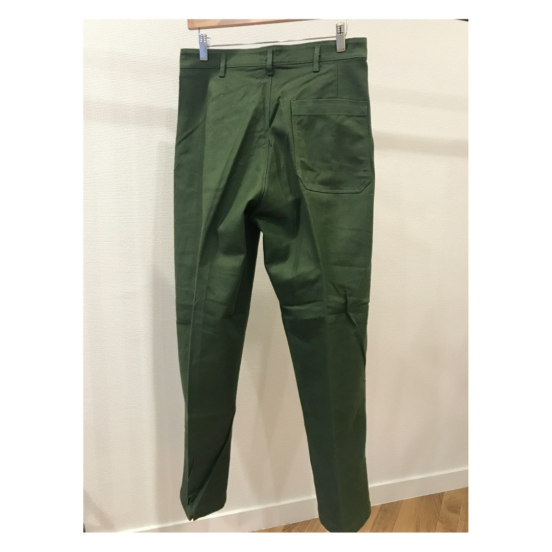 70-80's Vintage Dead Stock Swedish Army Pleated Trousers / Green