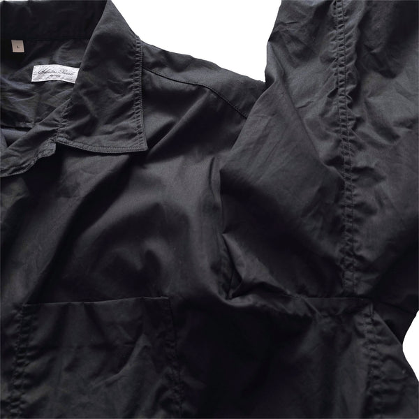 Salvatore Piccolo "Black Poplin Open Collar Shirt" made in Italy