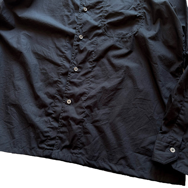 Salvatore Piccolo "Black Poplin Open Collar Shirt" made in Italy