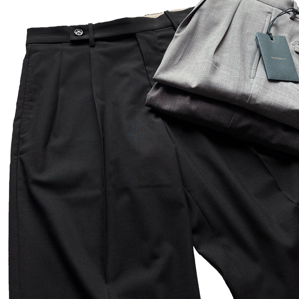 Berwich "Ardbeg" 2 pleated front Technical Wool Trousers Made in Italy