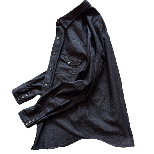 Salvatore Piccolo "Black Chambray Western Shirt" Made in Italy
