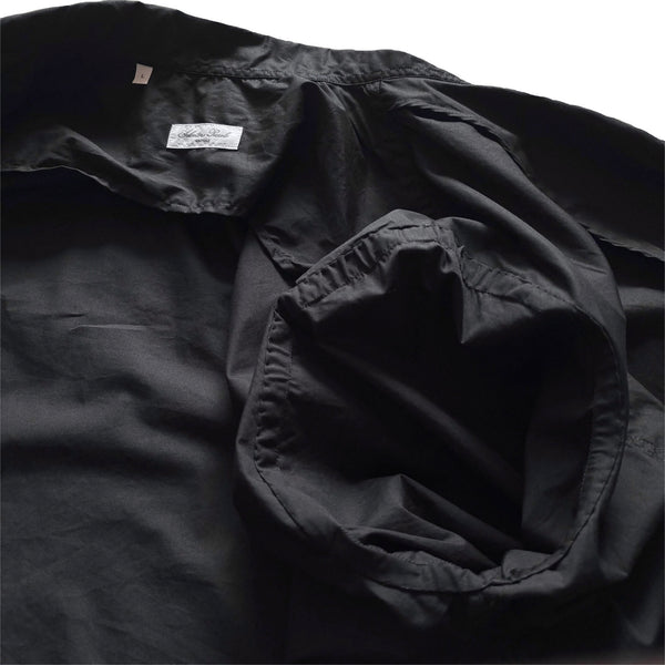 Salvatore Piccolo "Black Poplin Open Collar Shirt" made in Italy