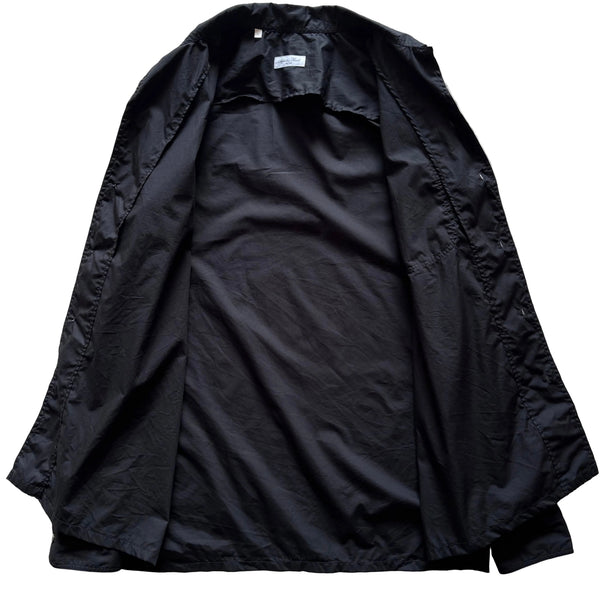 Salvatore Piccolo "Black Poplin Open Collar Shirt" made in Italy