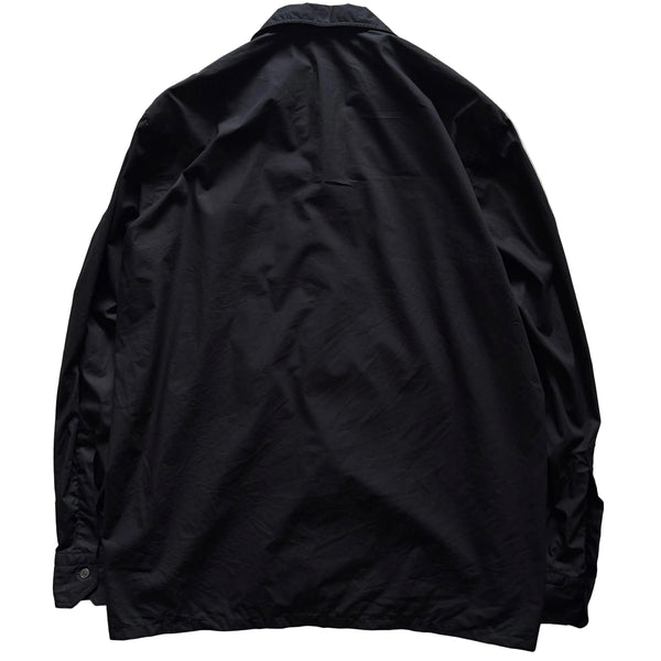 Salvatore Piccolo "Black Poplin Open Collar Shirt" made in Italy