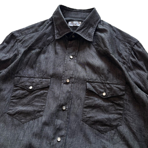 Salvatore Piccolo "Black Chambray Western Shirt" Made in Italy