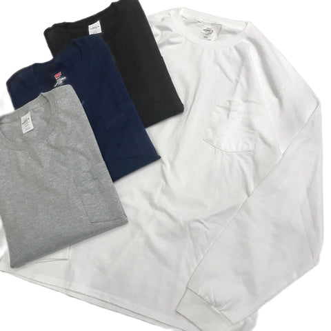 Hanes L/S Crew Neck T-Shirt with Pocket