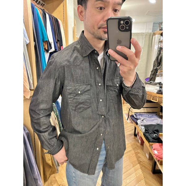 Salvatore Piccolo "Black Chambray Western Shirt" Made in Italy