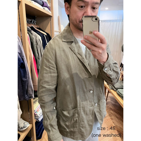 Salvatore Piccolo Greyish-Olive Linen "Shirt Jacket" made in Italy