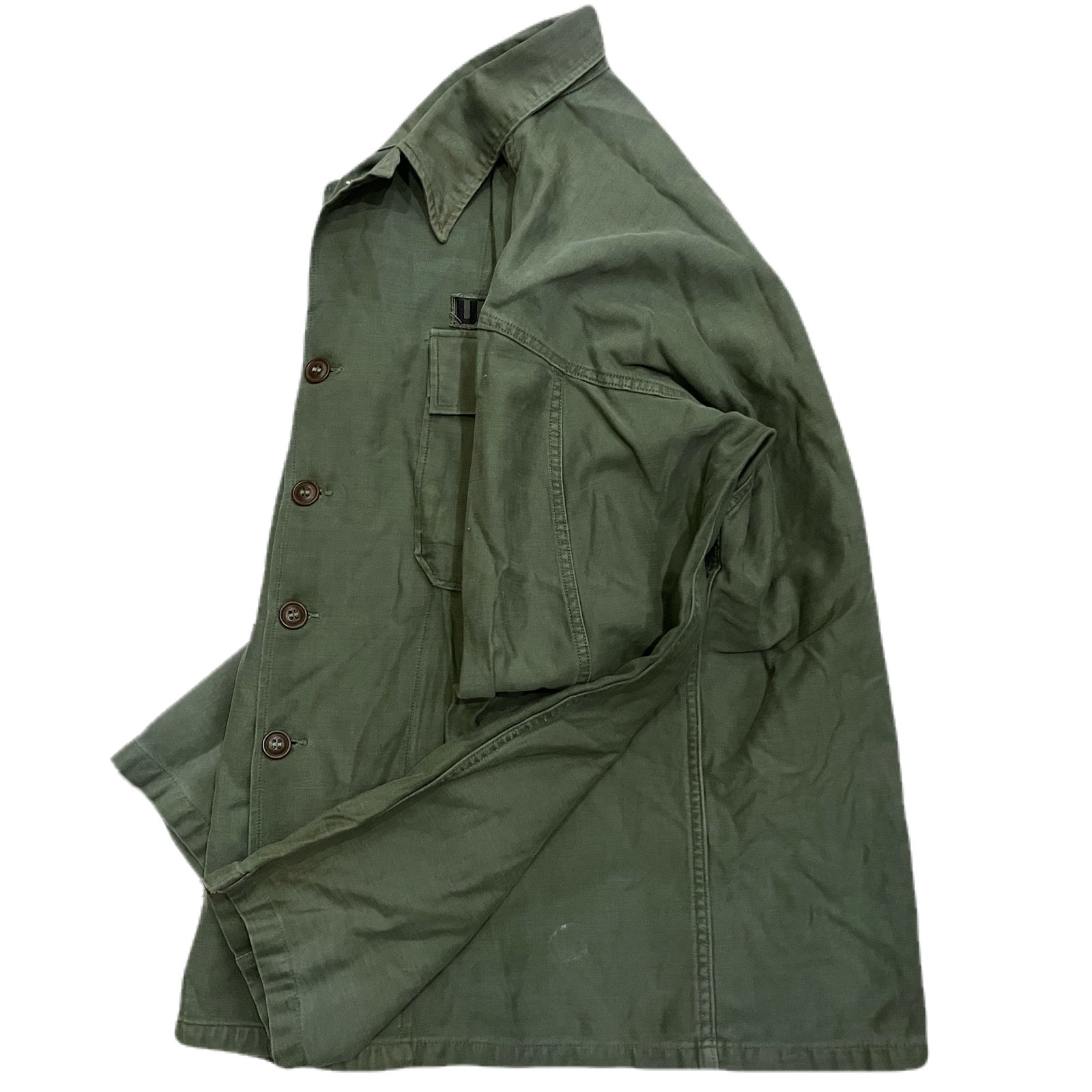 U.S. ARMY OG-107ユーティリティシャツ 1st MILITARY 実物 USED 米軍 OG-107 コットンサテン ユーティリティ