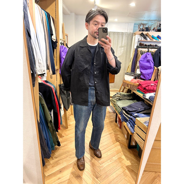 Salvatore Piccolo "Black Poplin Open Collar Shirt" made in Italy