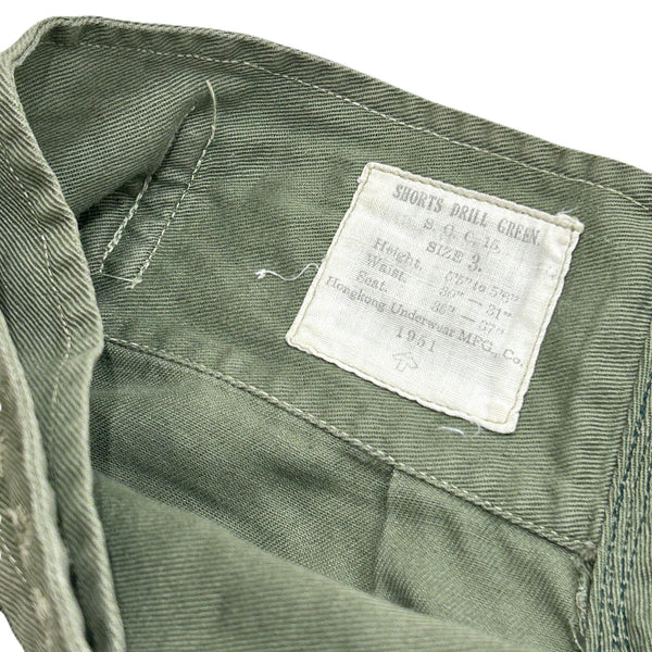 50s Vintage British Army 1950 Pattern Green Drill Shorts