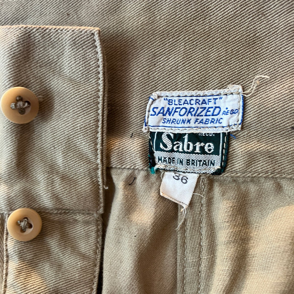 40-50s Vintage "Sabre" British Army Style Khaki Drill Shorts