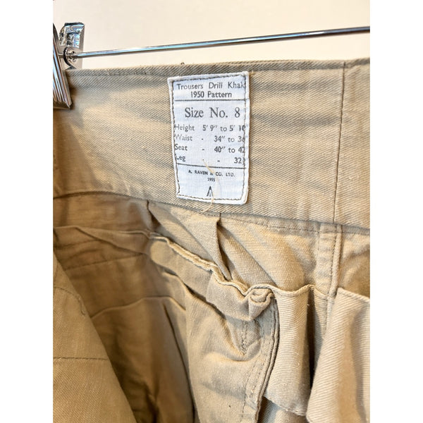 50s Vintage British Army 1950 Pattern Khaki Drill Trousers