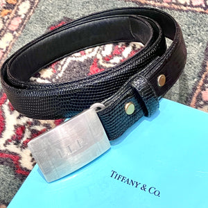 Tiffany & Co. 925 Engine Turn Slide Buckle Belt / "LLR" engraved