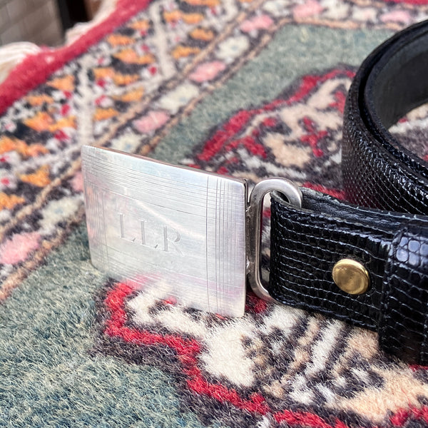 Tiffany & Co. 925 Engine Turn Slide Buckle Belt / "LLR" engraved