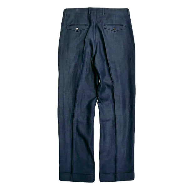 Berwich "Ardbeg" 100% Navy Linen Trousers Made in Italy