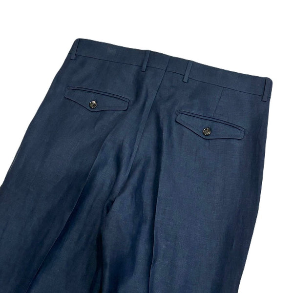 Berwich "Ardbeg" 100% Navy Linen Trousers Made in Italy