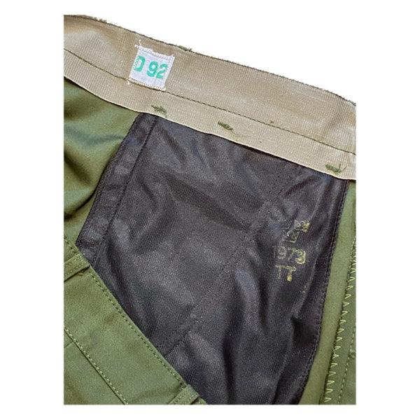 70's Vintage Dead Stock Swedish Army Pleated Trousers / Cotton Satin