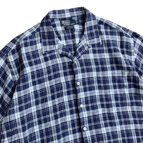 Old Ralph Lauren "CLAYTON 100% Linen" Short Sleeve Open Collar Shirts