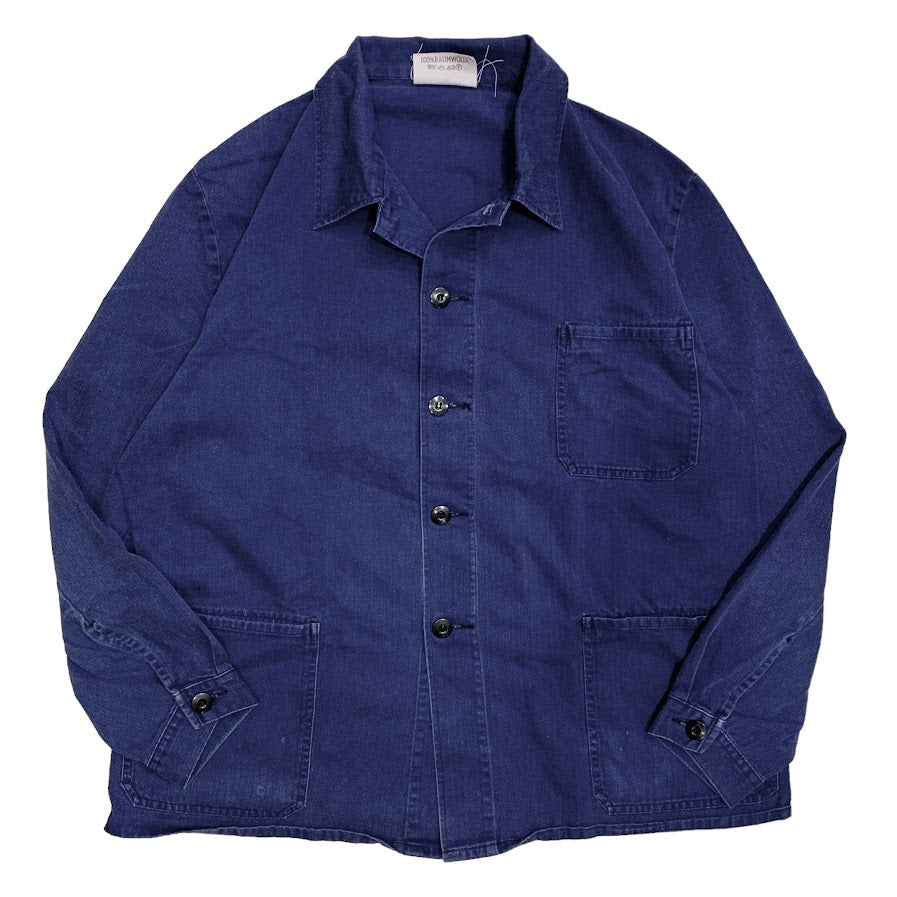 80s French Work Jacket Vintage ユーロ ミリタリー 80s DEADSTOCK MOLESKIN French Work Jacket . Faded Work