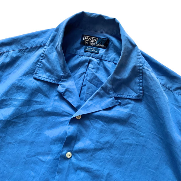 Old Ralph Lauren "CALDWELL" 100% Cotton Open Collar Shirts "Blue"