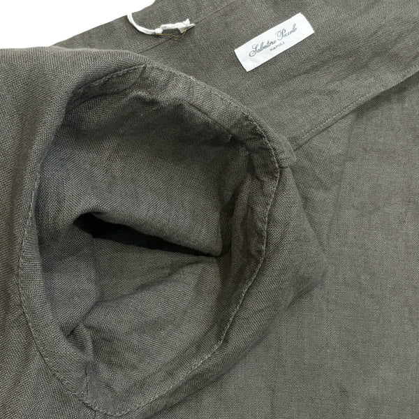 Salvatore Piccolo Greyish-Olive Linen "Shirt Jacket" made in Italy