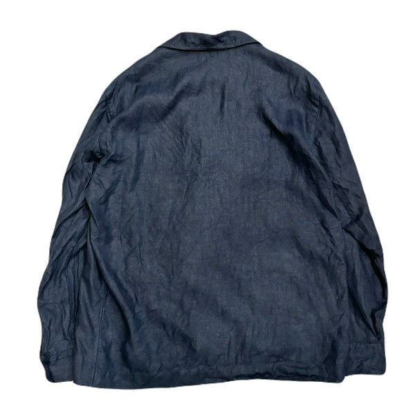 Salvator Piccolo Navy Linen "Shirt Jacket" made in italy