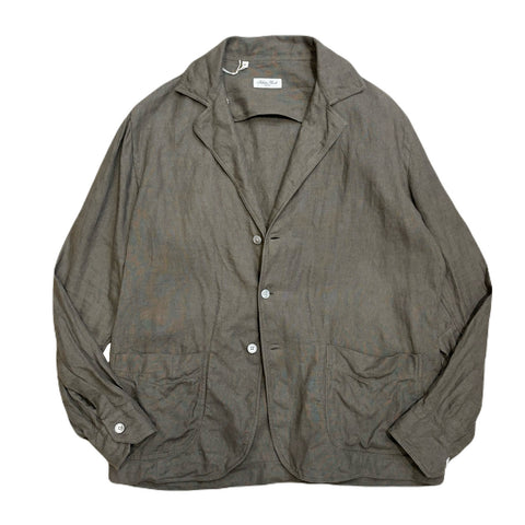 Salvatore Piccolo Greyish-Olive Linen "Shirt Jacket" made in Italy