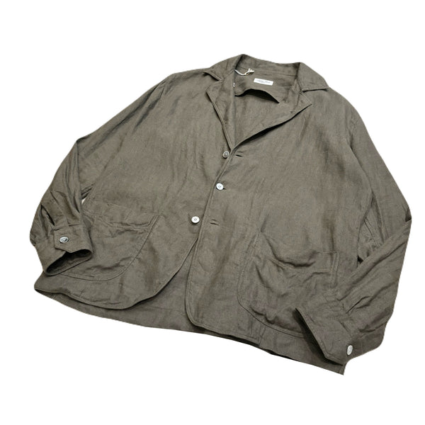 Salvatore Piccolo Greyish-Olive Linen "Shirt Jacket" made in Italy