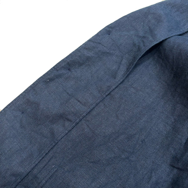 Salvator Piccolo Navy Linen "Shirt Jacket" made in italy