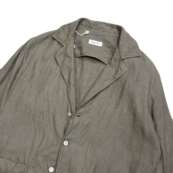 Salvatore Piccolo Greyish-Olive Linen "Shirt Jacket" made in Italy