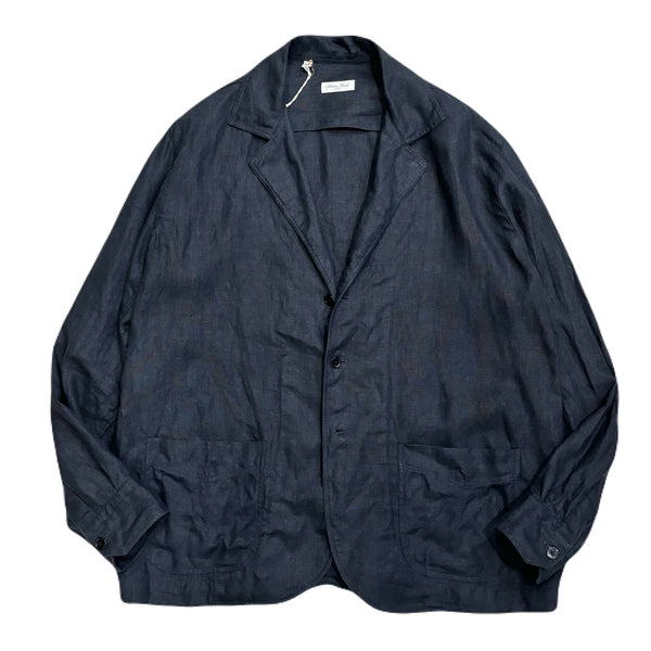 Salvator Piccolo Navy Linen "Shirt Jacket" made in italy