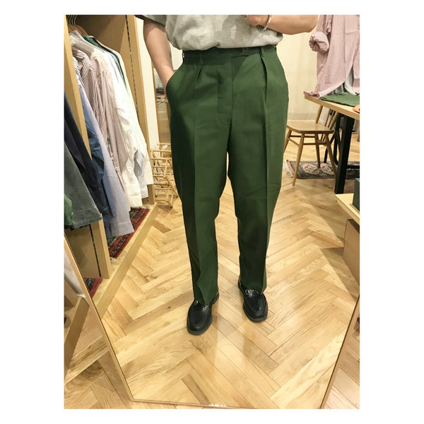 70's Vintage Dead Stock Swedish Army Pleated Trousers / Cotton Satin