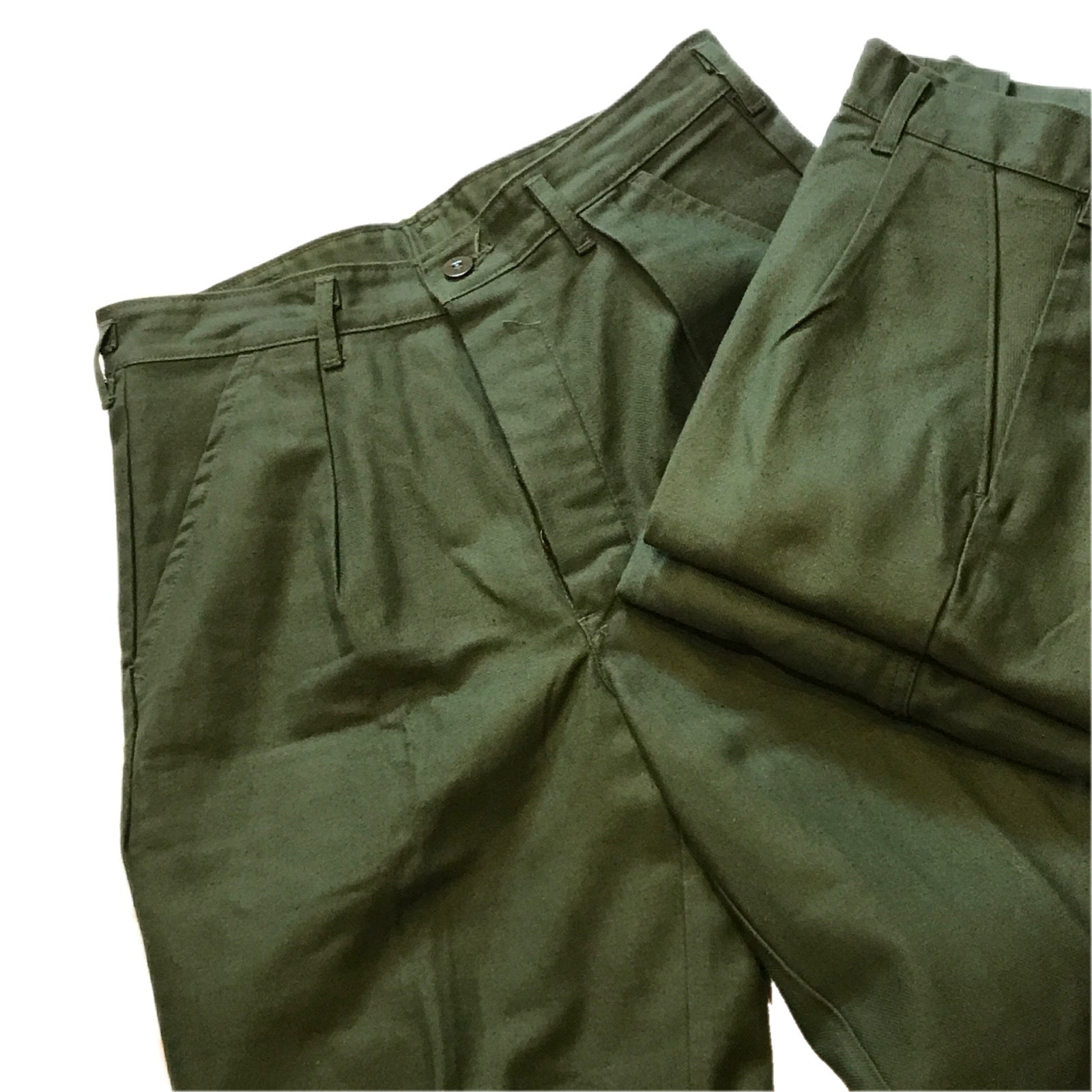 70-80's Vintage Dead Stock Swedish Army Pleated Trousers / Green 
