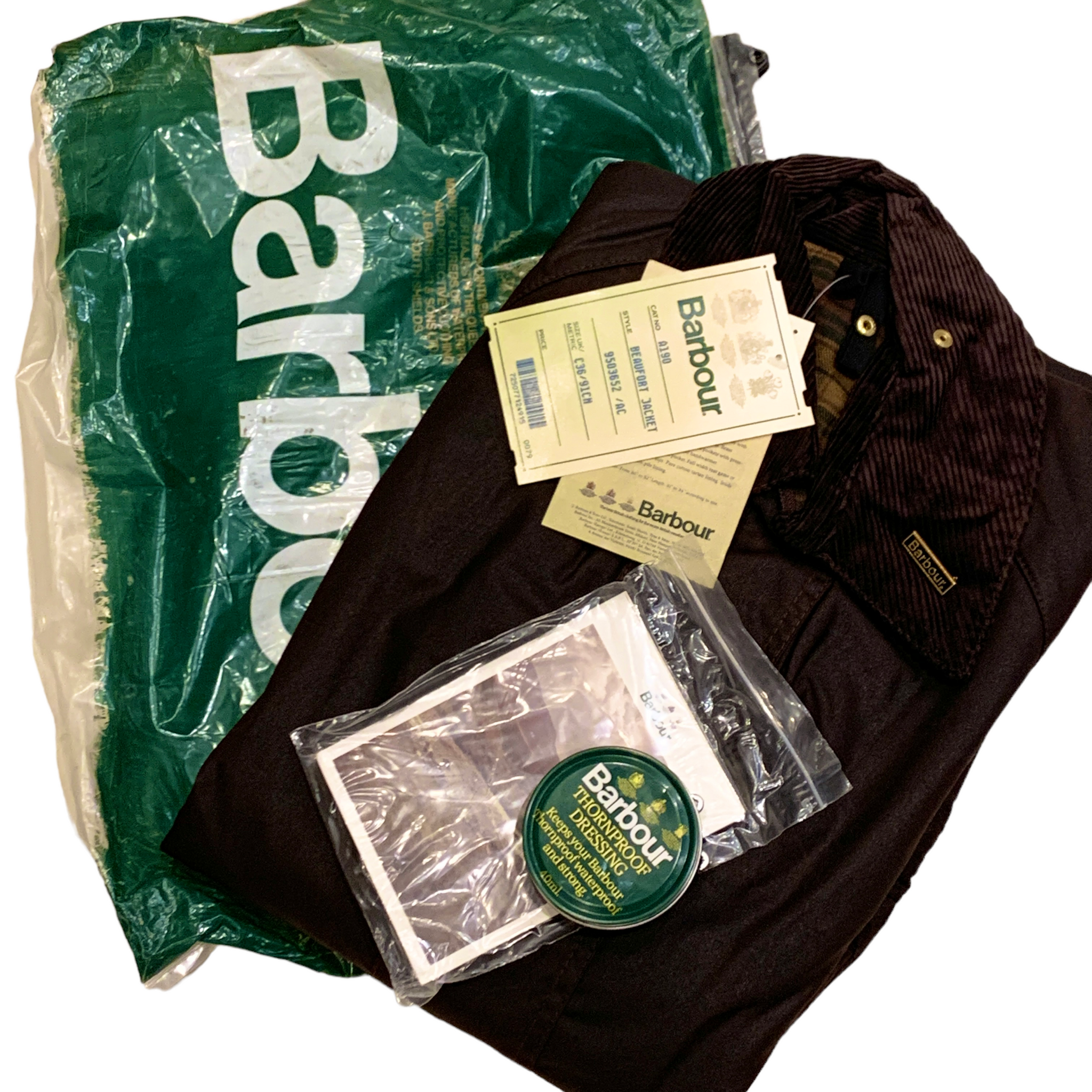 90's Dead Stock 3 Crest Vintage Barbour "Beaufort" Rustic (Size : 36)